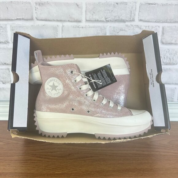 ❤️Converse Run Star Hike Hi Platform Glitter 8.5 Womens Shoes Suede Pink A11578C - Picture 10 of 12